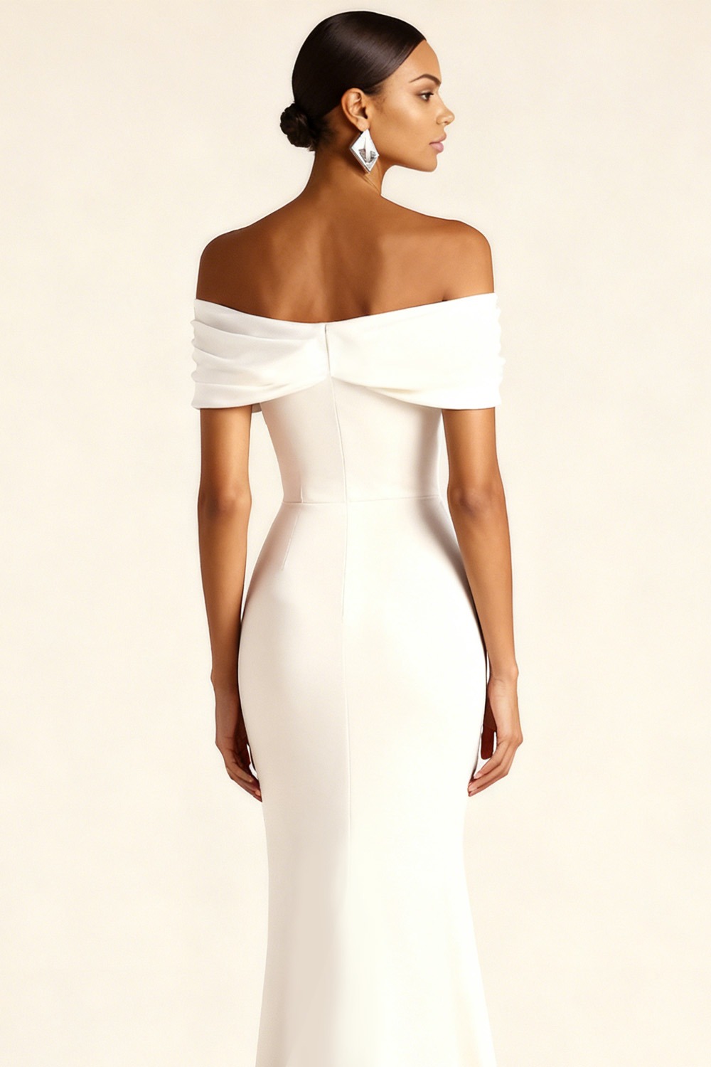 White Formal Dress Mermaid Off the Shoulder Corset Maxi Dress