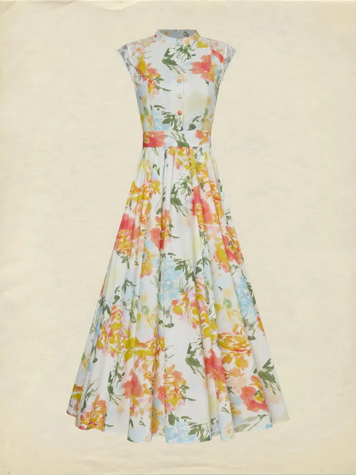 Maxi Cotton Dress, Sleeveless, V Neck, Floral, Lace, Vintage, White