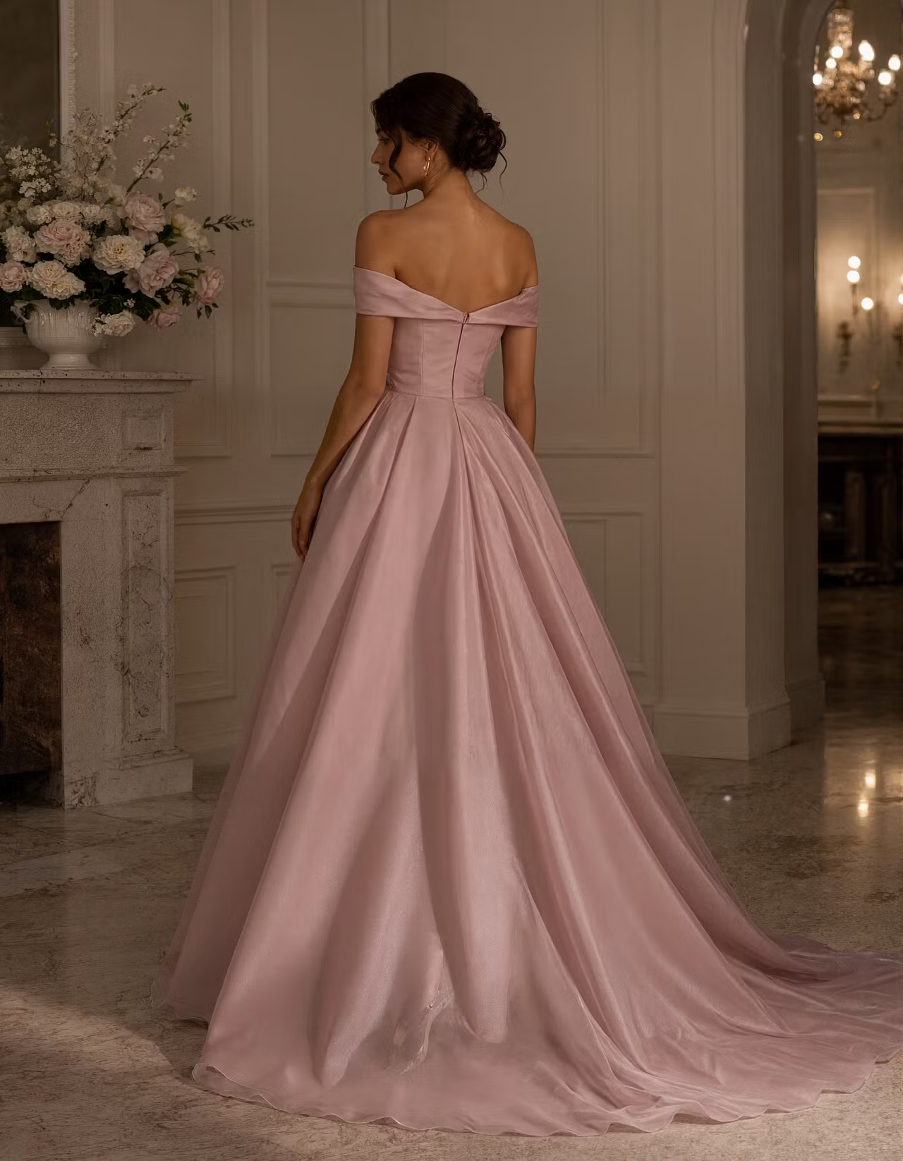 Pink Off The Shoulder Maxi Dress