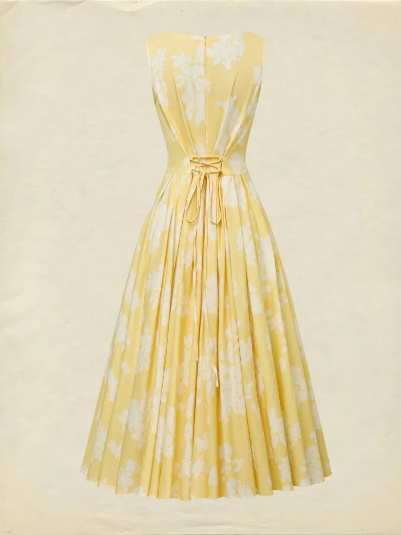 Midi Linen Dress, Sleeveless, Linen Blend, Floral, Renaissance