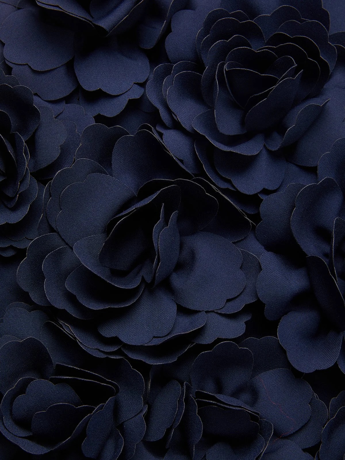 Navy Blue 3D Floral Classic Sweetheart Neckline Long Sleeve Sheath Mini Dress