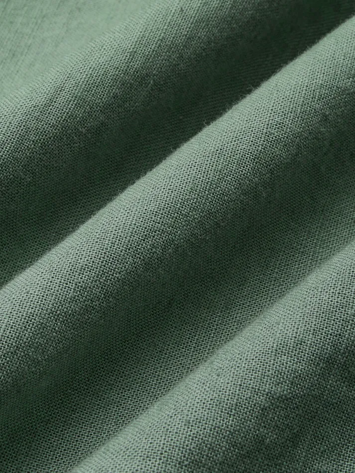 Midi Linen Dress, Half Sleeve, Linen Blend, Plain, Renaissance, Green