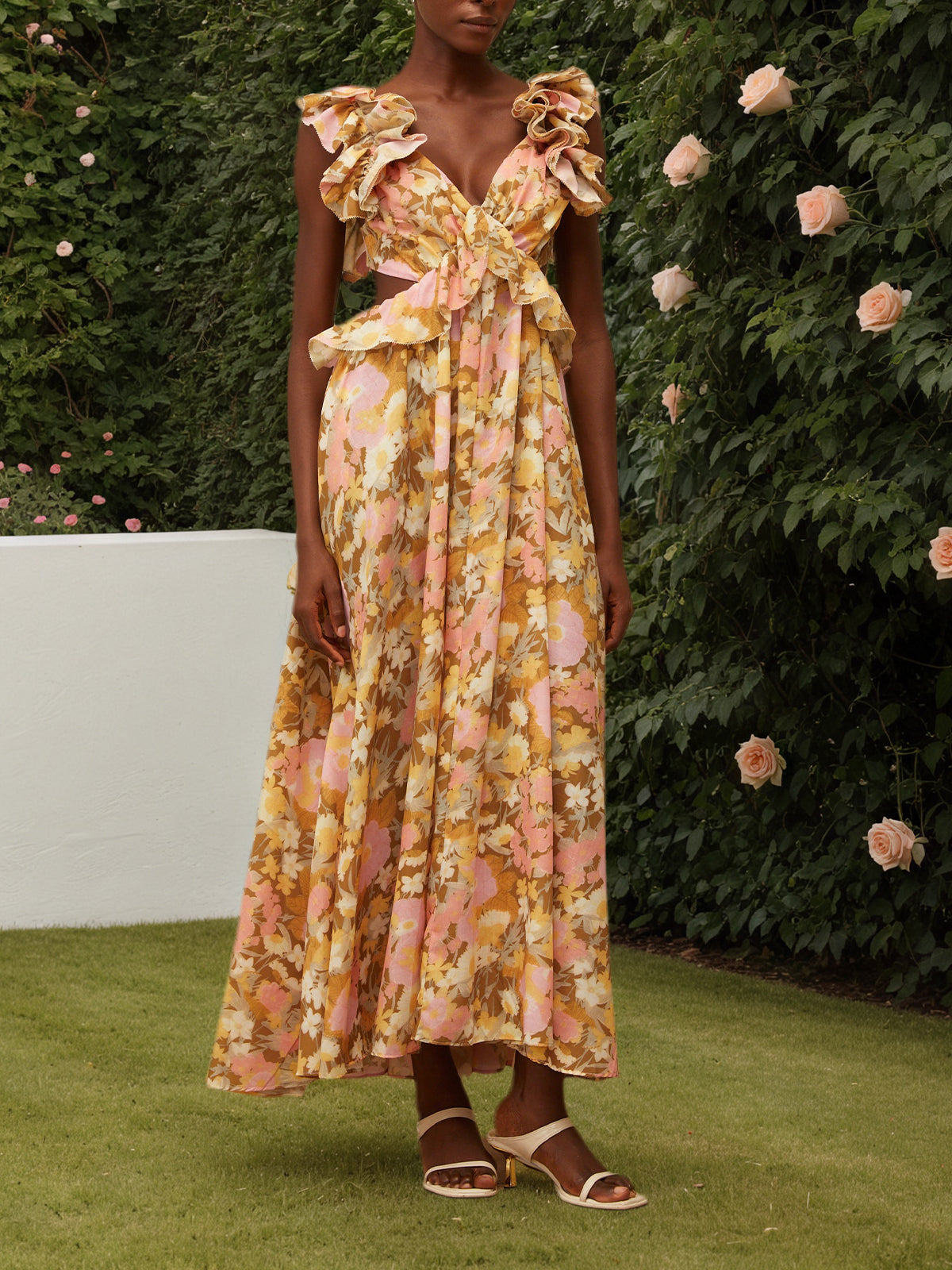 Open Back Floral Print Maxi Dress