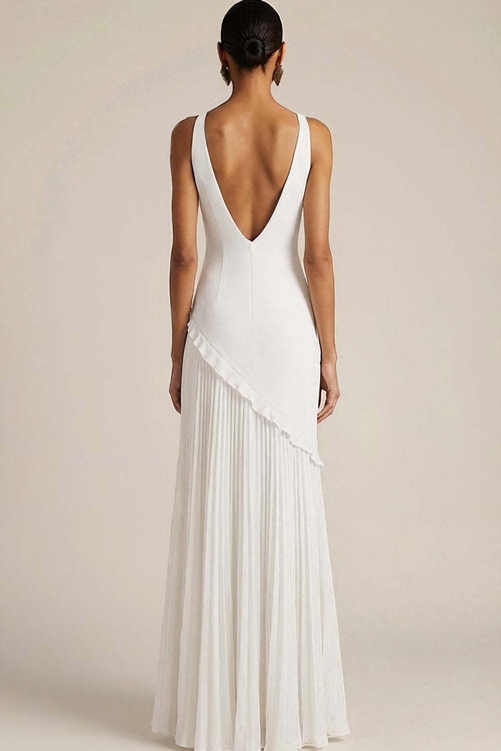 Burgundy V-Neck Mermaid Backless Long Formal Dress