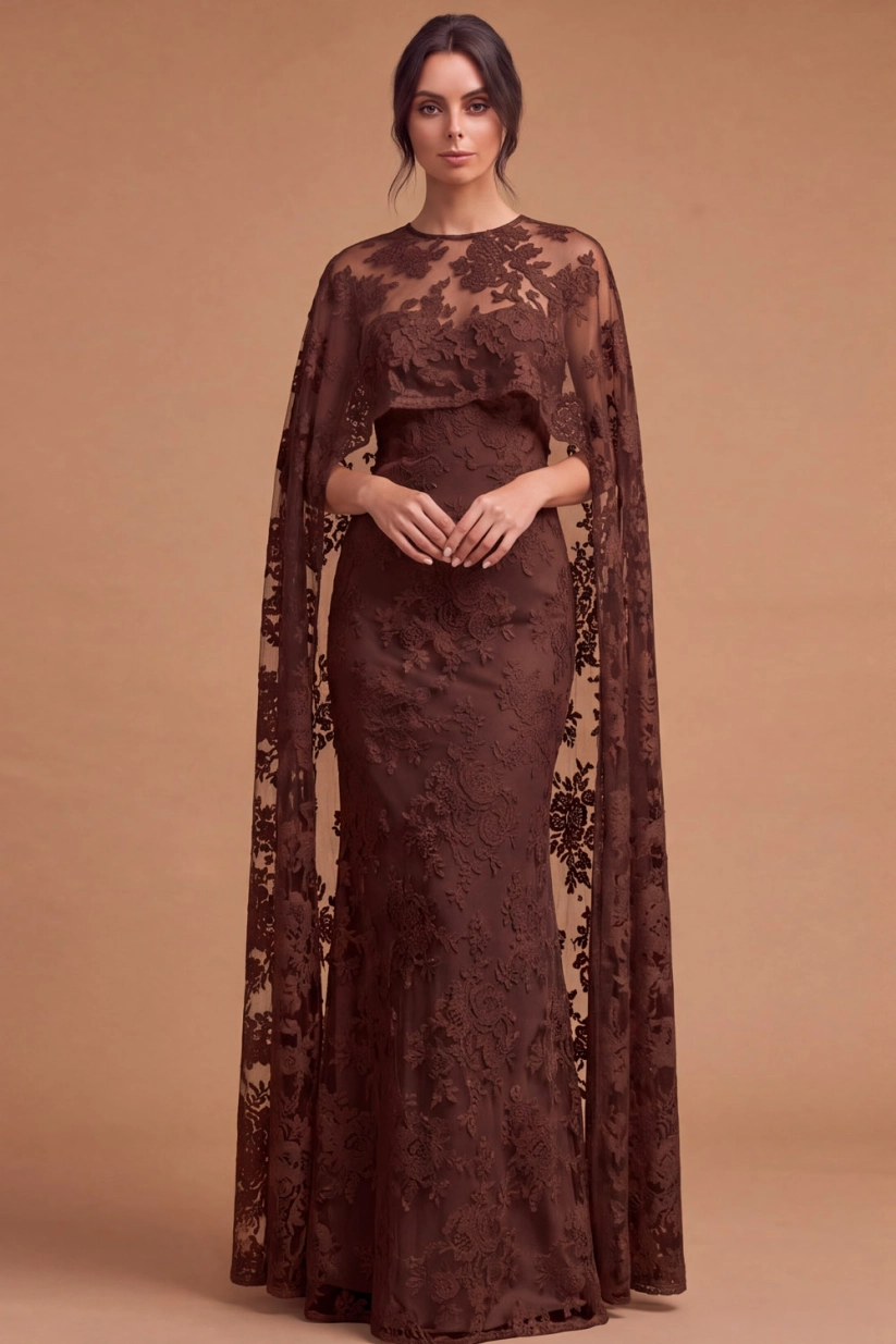 Black Formal Evening Dress Mermaid Strapless Lace Maxi Dress with Cape