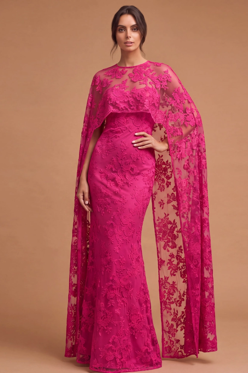 Black Formal Evening Dress Mermaid Strapless Lace Maxi Dress with Cape