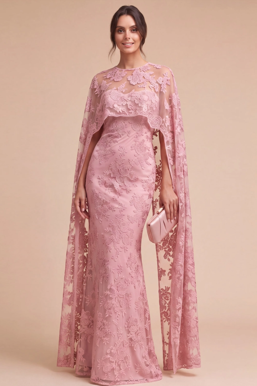 Black Formal Evening Dress Mermaid Strapless Lace Maxi Dress with Cape
