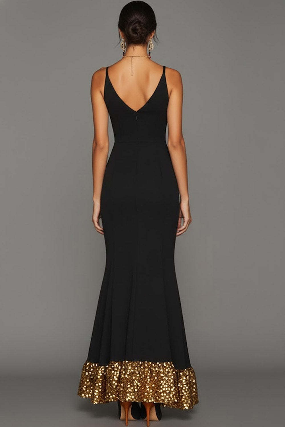 Elegant Black Mermaid Long Formal Dress with Sequins