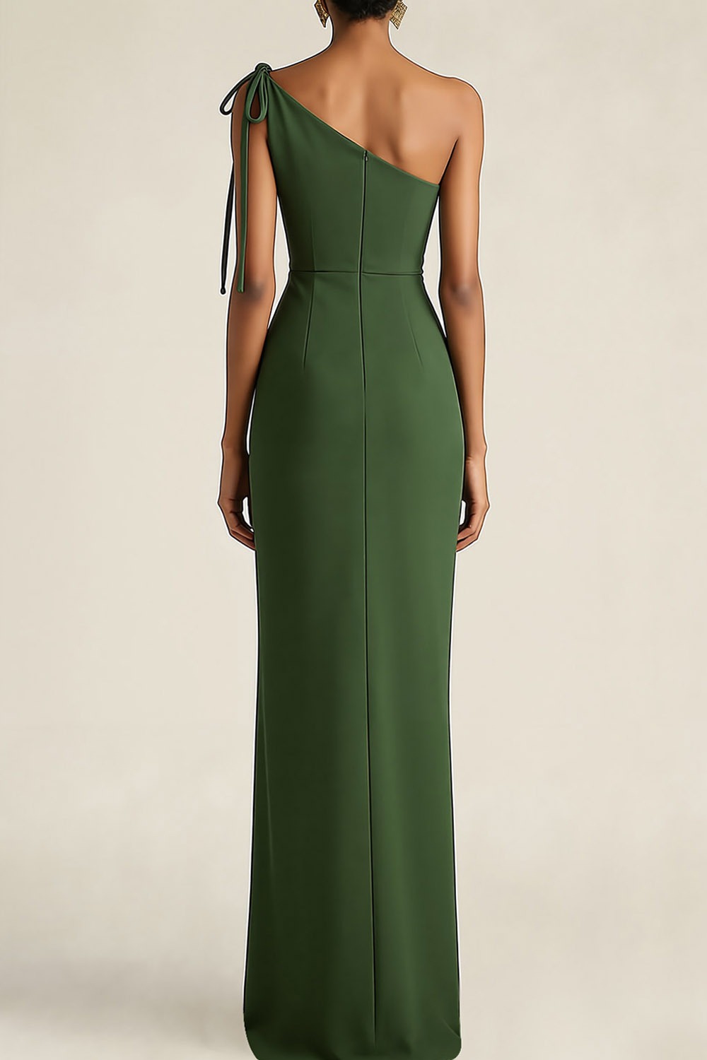 Green Formal Evening Dress Sheath One Shoulder Sleeveless Maxi Dress