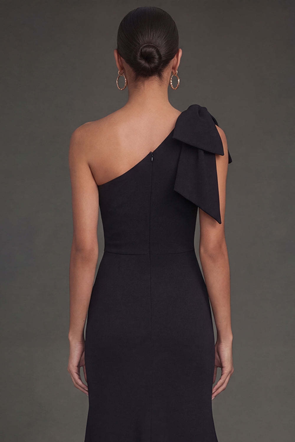 Black Mermaid Ruffled One Shoulder Long Formal Dress with Slit