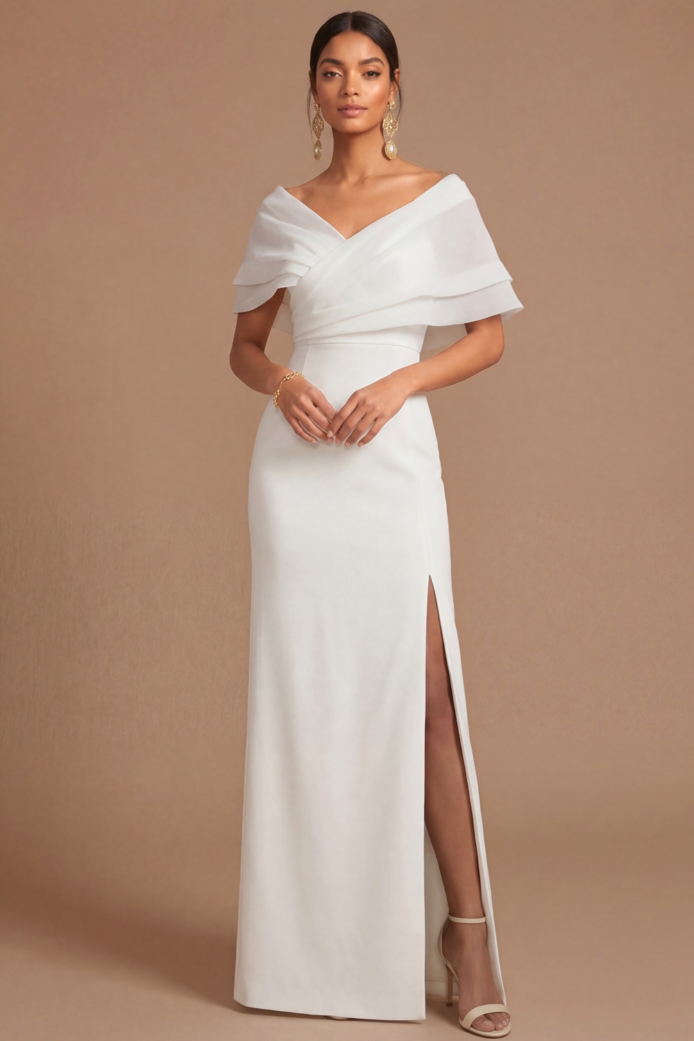 Lilac Wedding Guest Dress Sheath Off the Shoulder Maxi Dress with Slit
