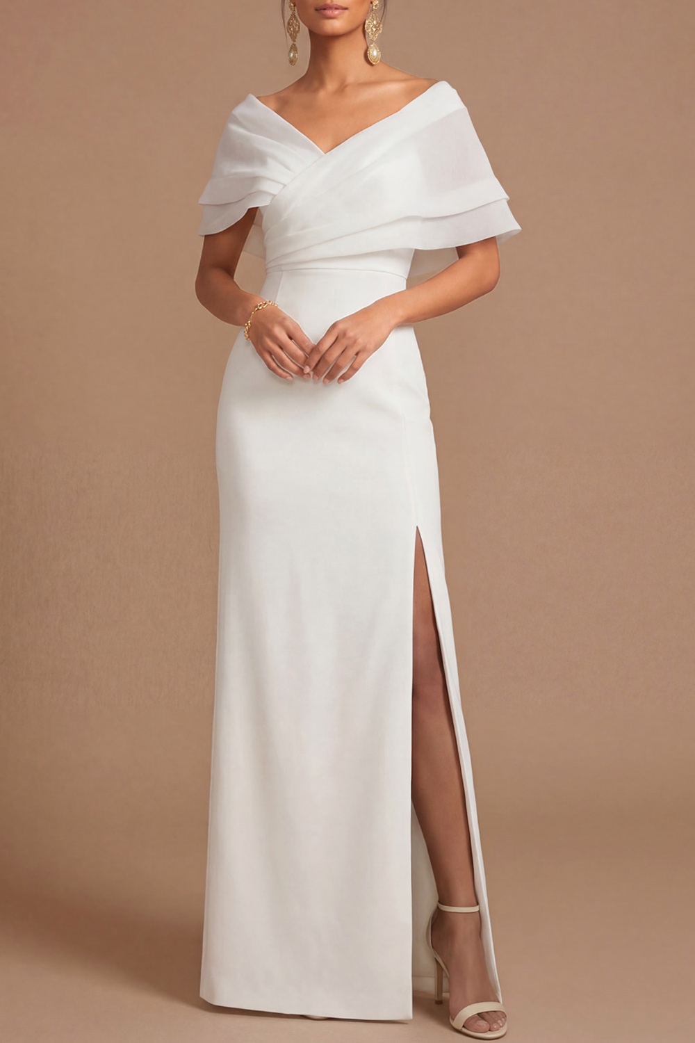 Lilac Wedding Guest Dress Sheath Off the Shoulder Maxi Dress with Slit