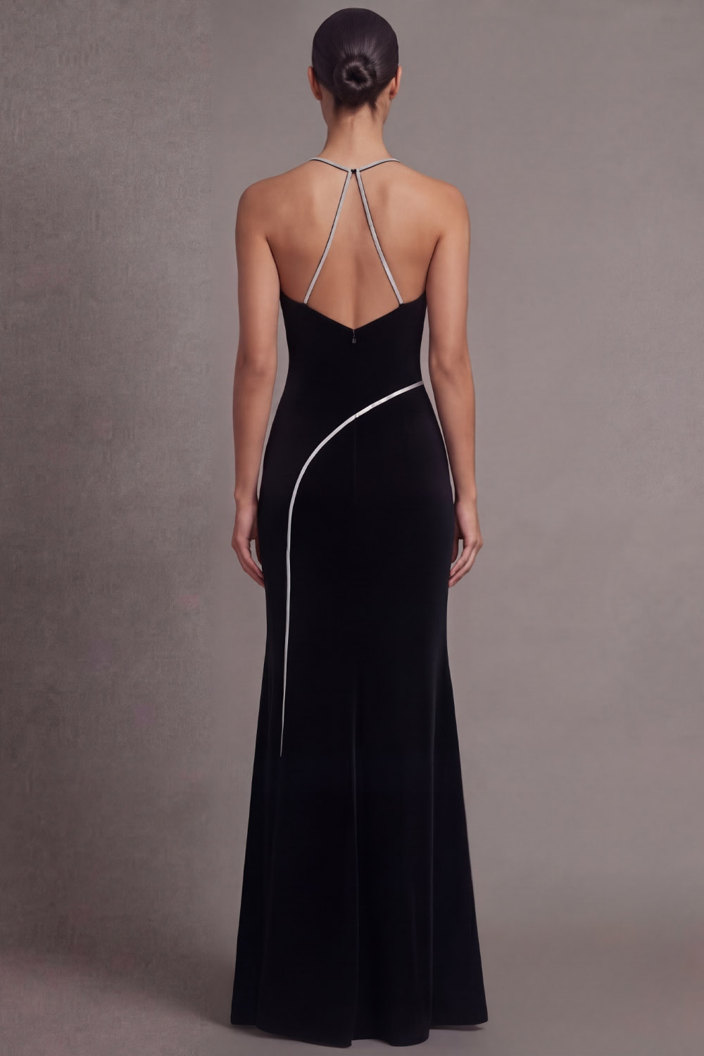 Black Formal Evening Dress Mermaid Halter Maxi Dress with Slit