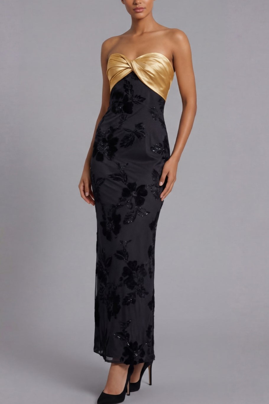 Golden Sweetheart Sheath Long Formal Dress with Sequins