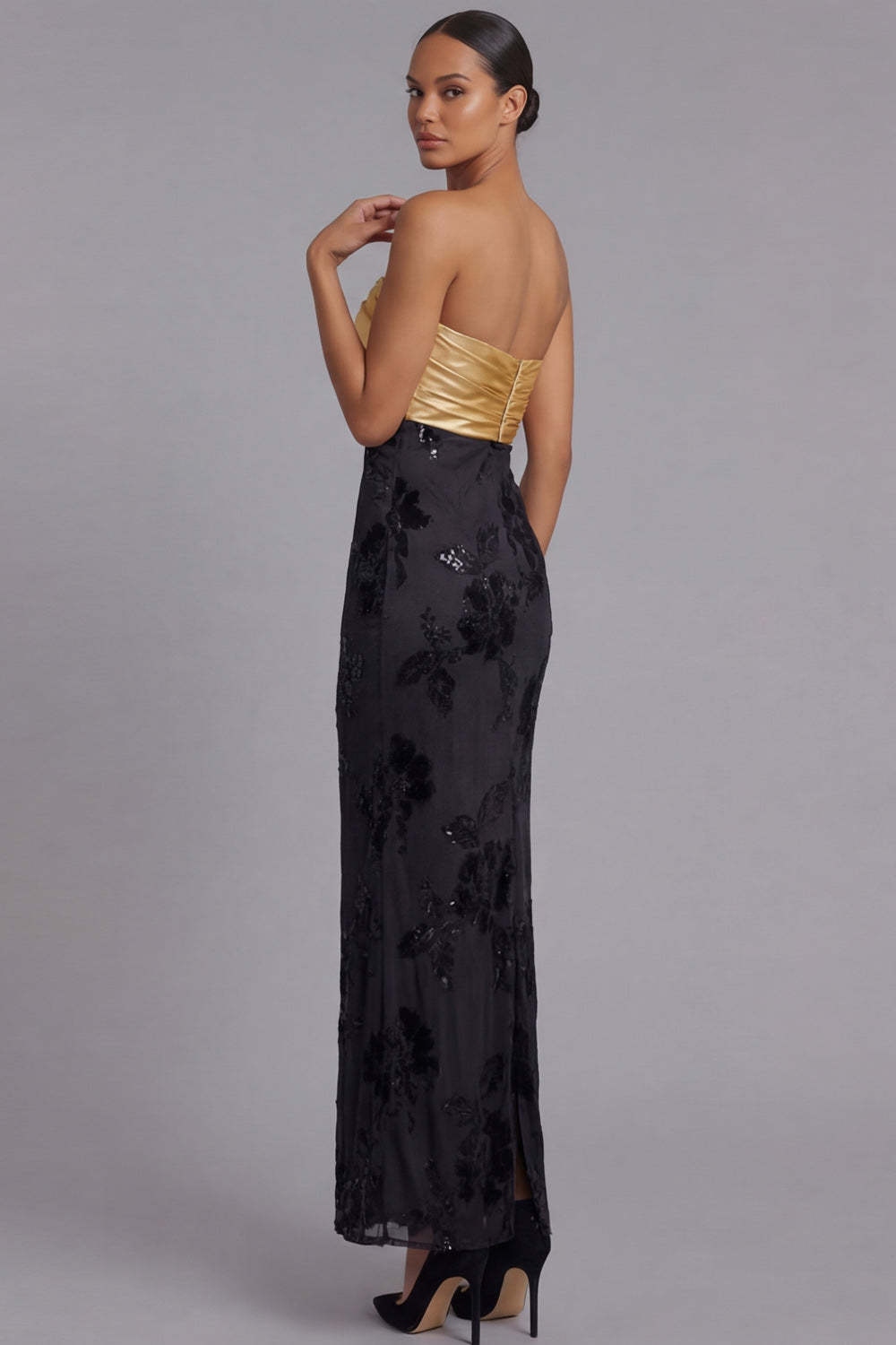 Golden Sweetheart Sheath Long Formal Dress with Sequins