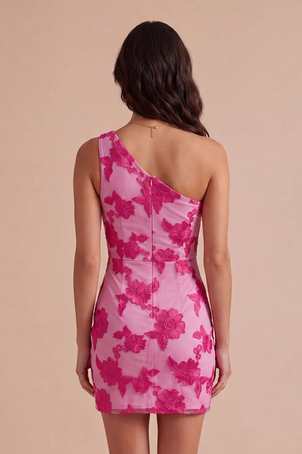 Yellow Floral Bodycon One Shoulder Short Homecoming Dress