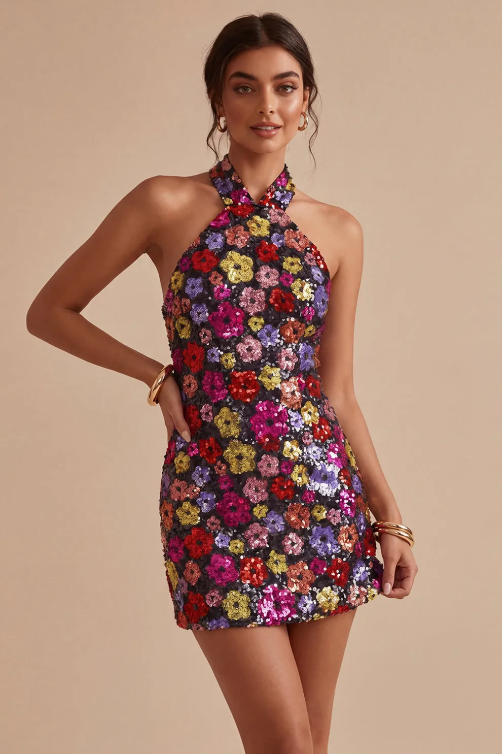 Sparkly Sequined Black Bodycon Short Homecoming Dress