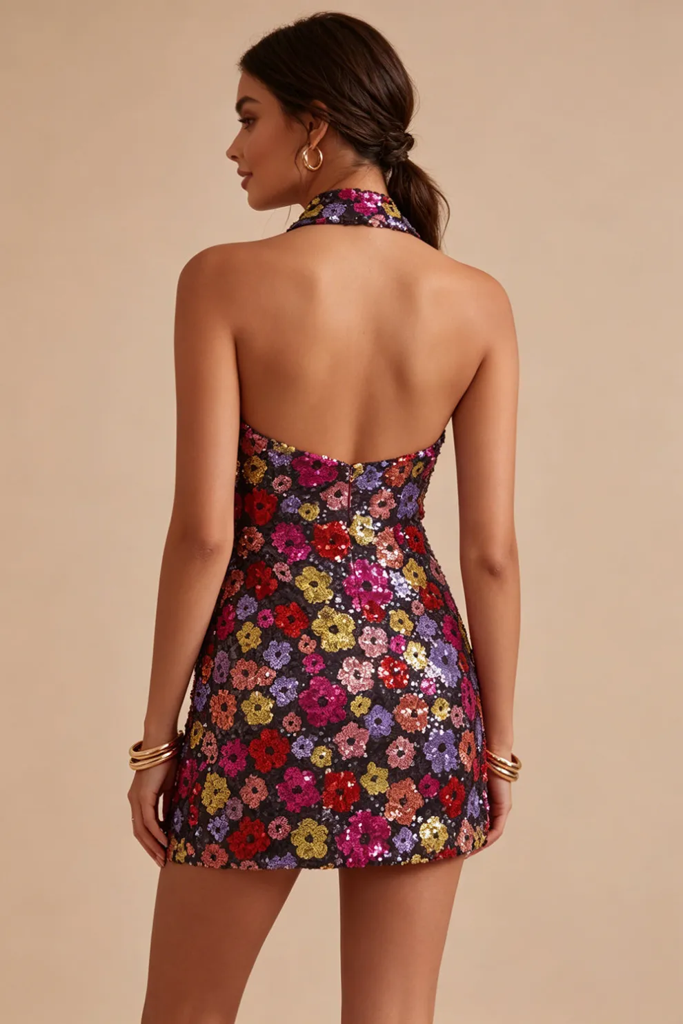 Sparkly Sequined Black Bodycon Short Homecoming Dress