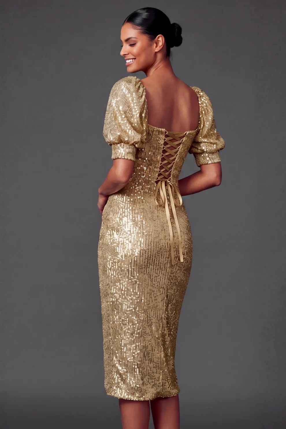 Sheath English Rose Sweetheart Glitter Midi Formal Dress