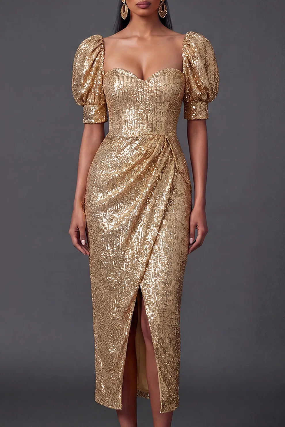 Sheath English Rose Sweetheart Glitter Midi Formal Dress