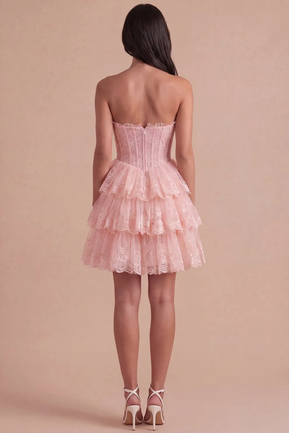 Blush A Line Floral Corset Lace Short Homecoming Dress