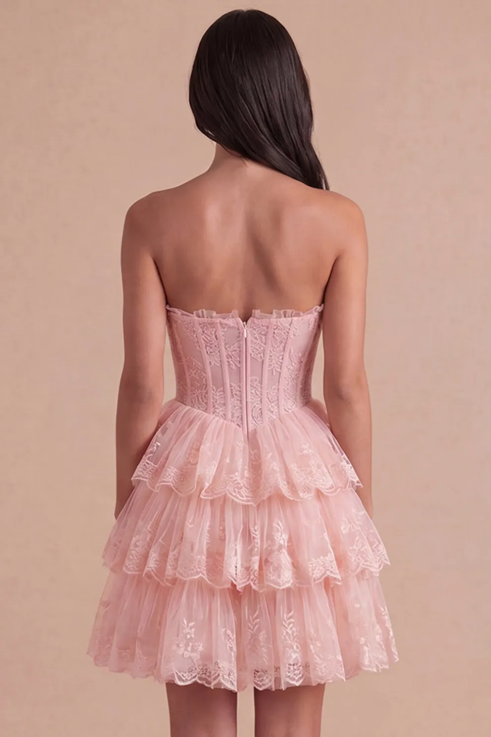 Blush A Line Floral Corset Lace Short Homecoming Dress