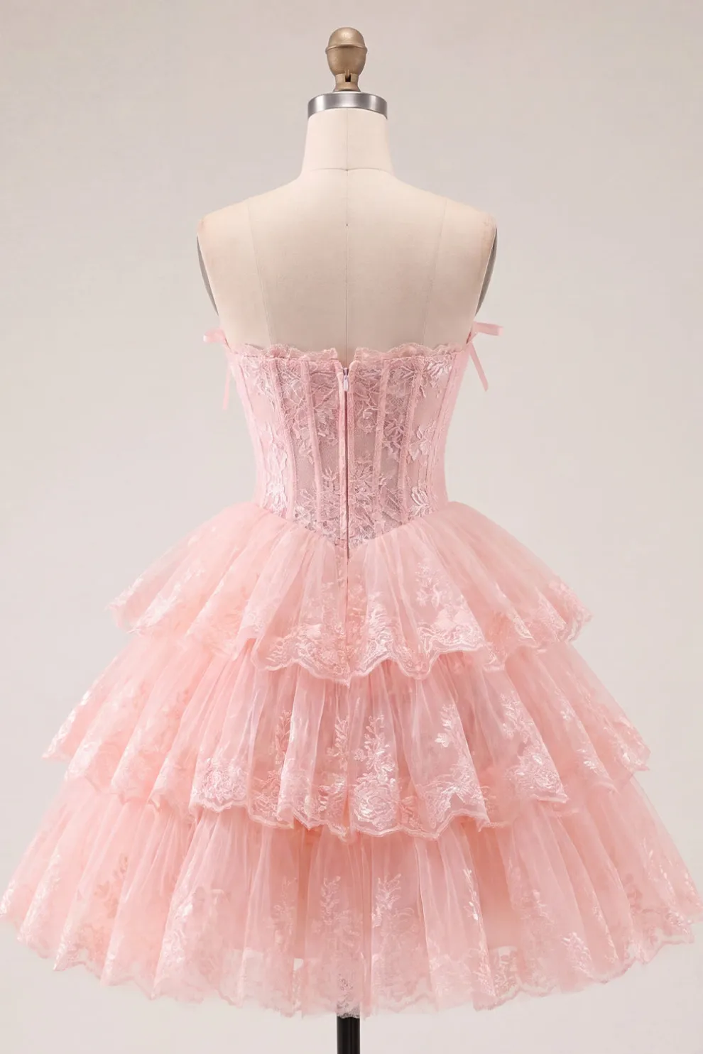 Blush A Line Floral Corset Lace Short Homecoming Dress