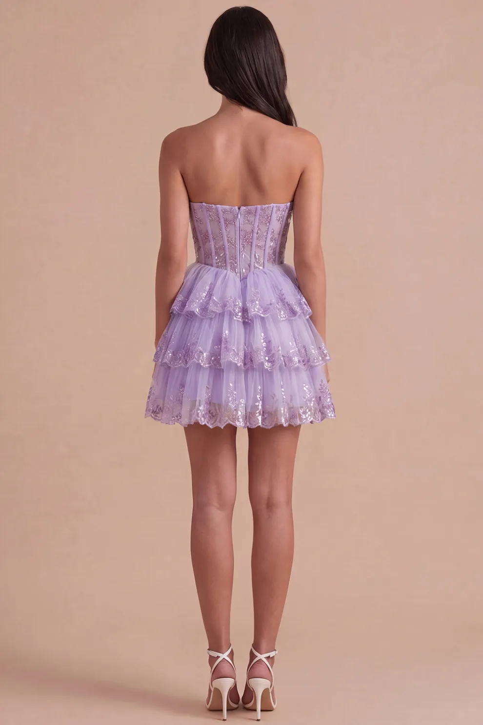 Blush A Line Floral Corset Lace Short Homecoming Dress