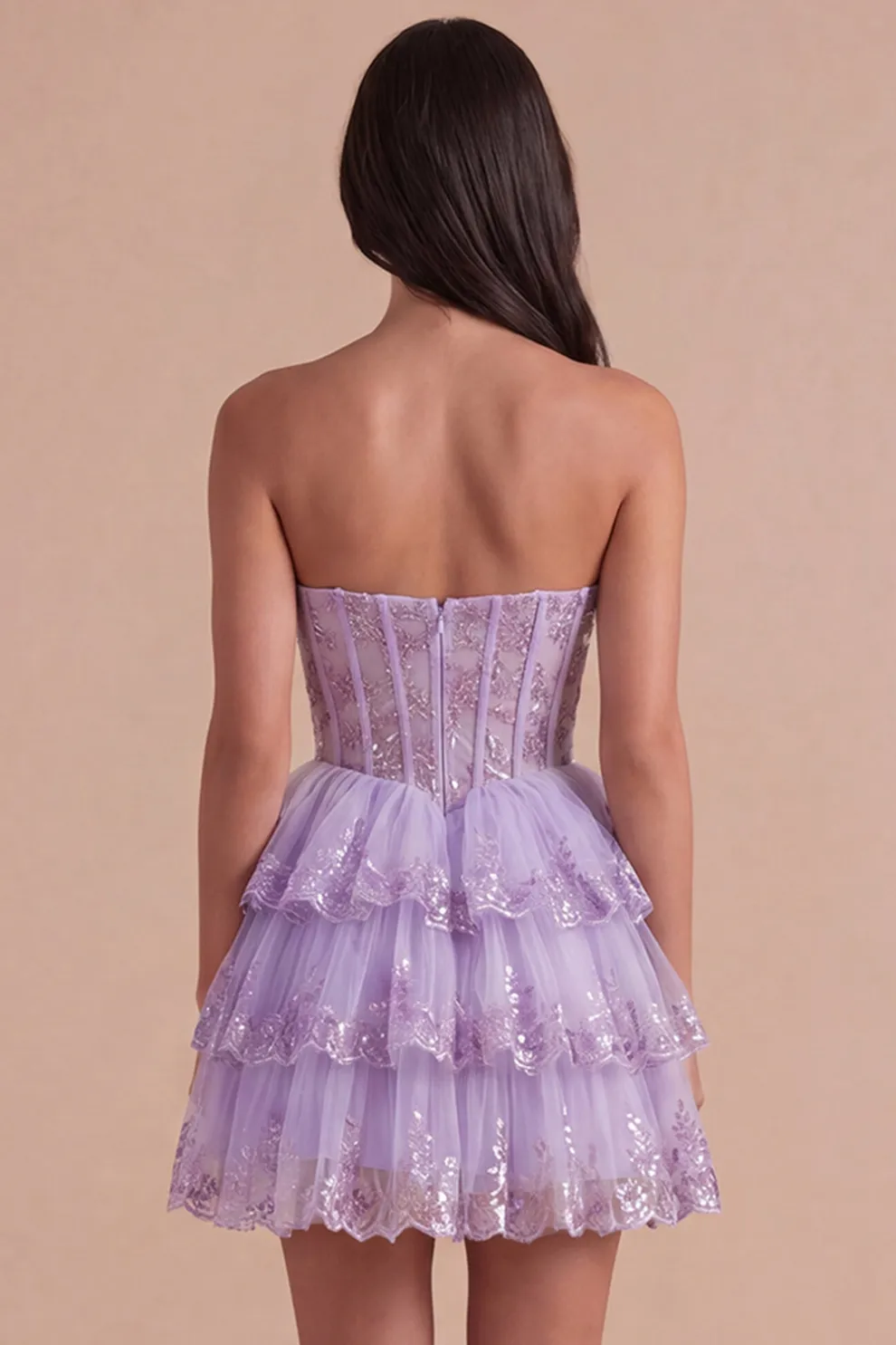 Blush A Line Floral Corset Lace Short Homecoming Dress