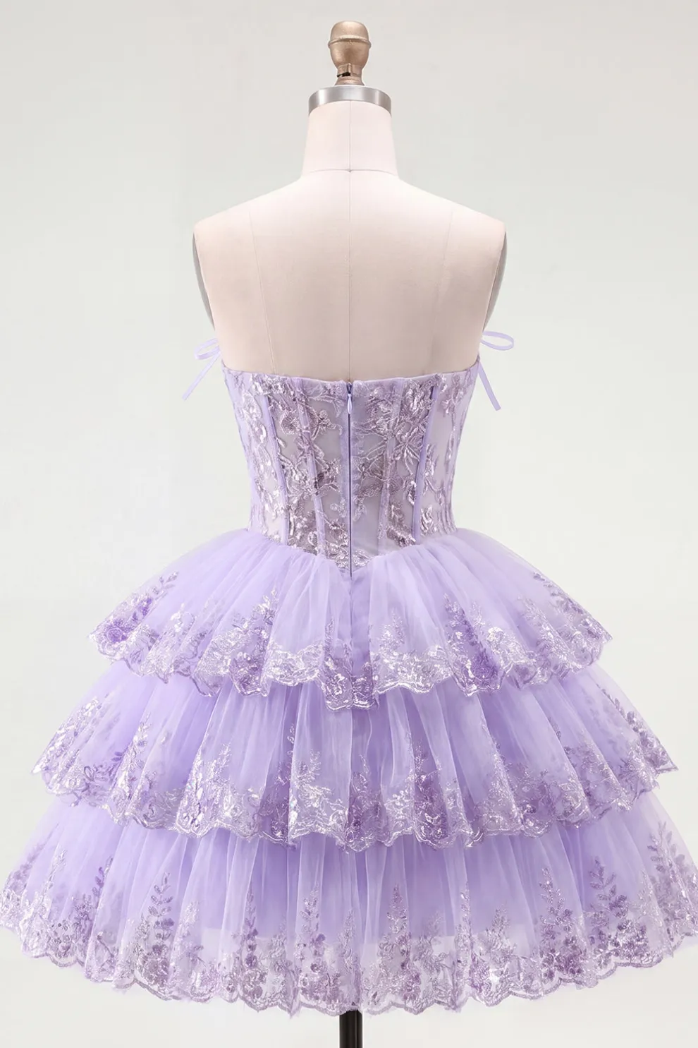 Blush A Line Floral Corset Lace Short Homecoming Dress