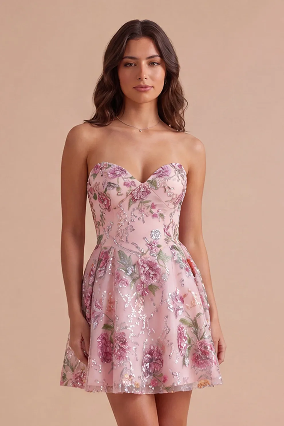 Sparkly A Line Black Floral Sweetheart Short Homecoming Dress