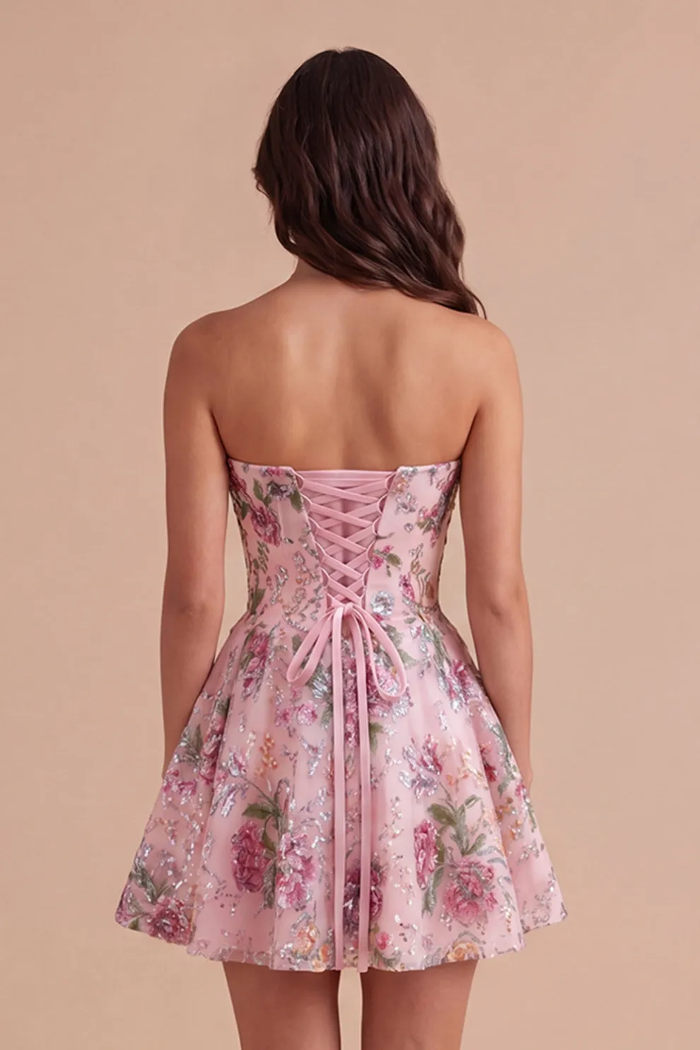 Sparkly A Line Black Floral Sweetheart Short Homecoming Dress