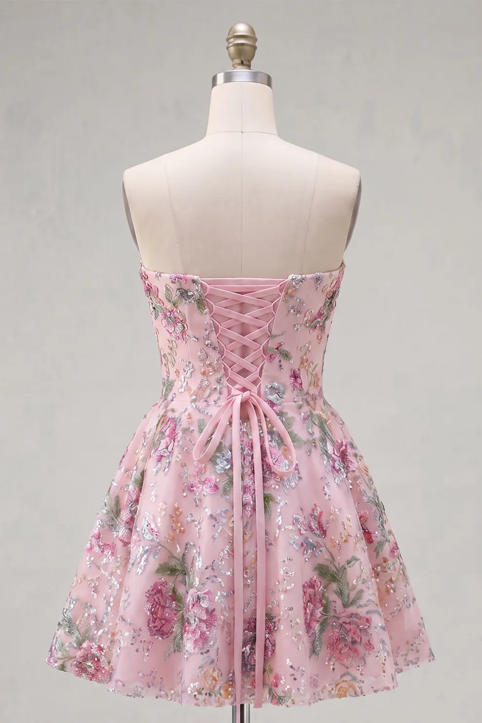 Sparkly A Line Black Floral Sweetheart Short Homecoming Dress