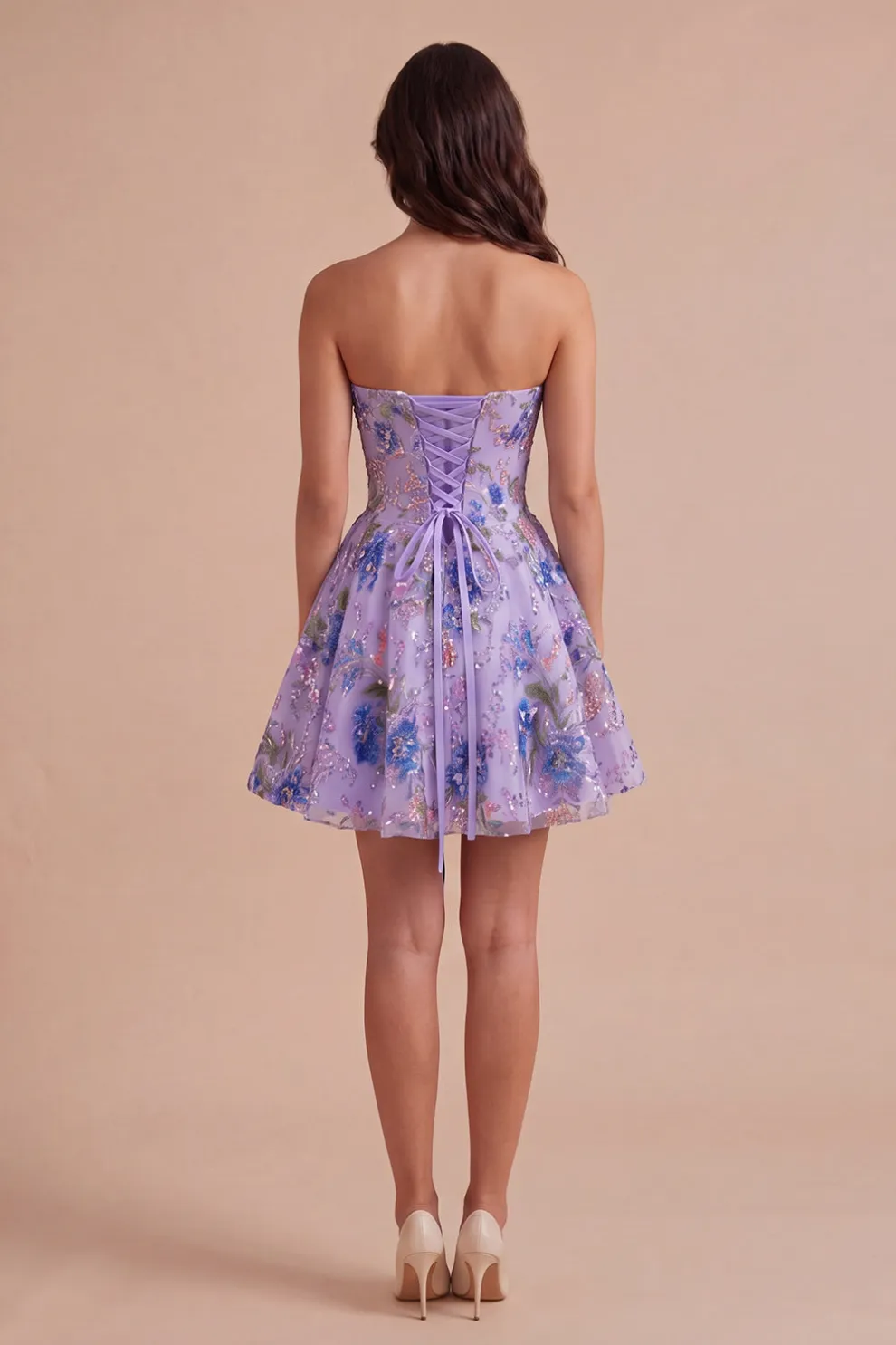 Sparkly A Line Black Floral Sweetheart Short Homecoming Dress