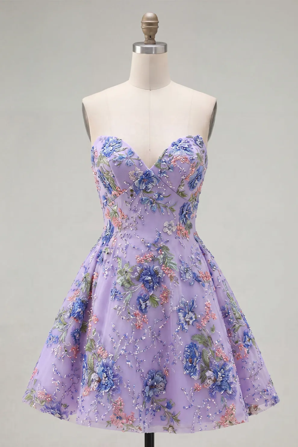 Sparkly A Line Black Floral Sweetheart Short Homecoming Dress