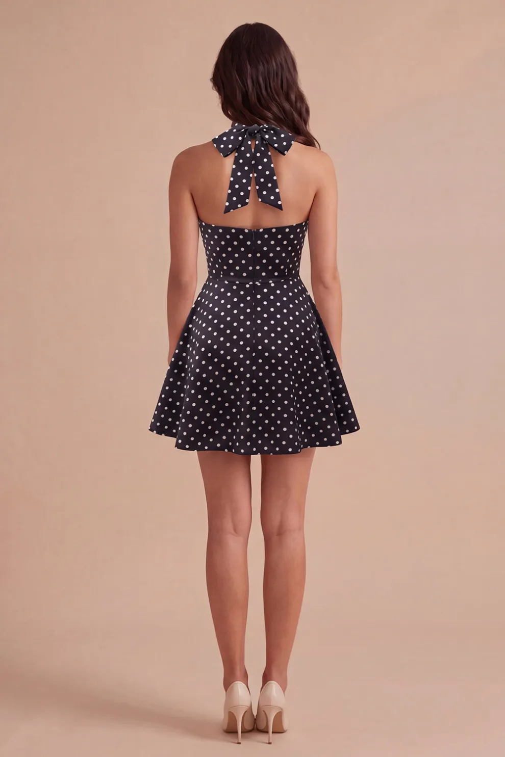 Black White Dot A Line Cut Cut Short Homecoming Dress