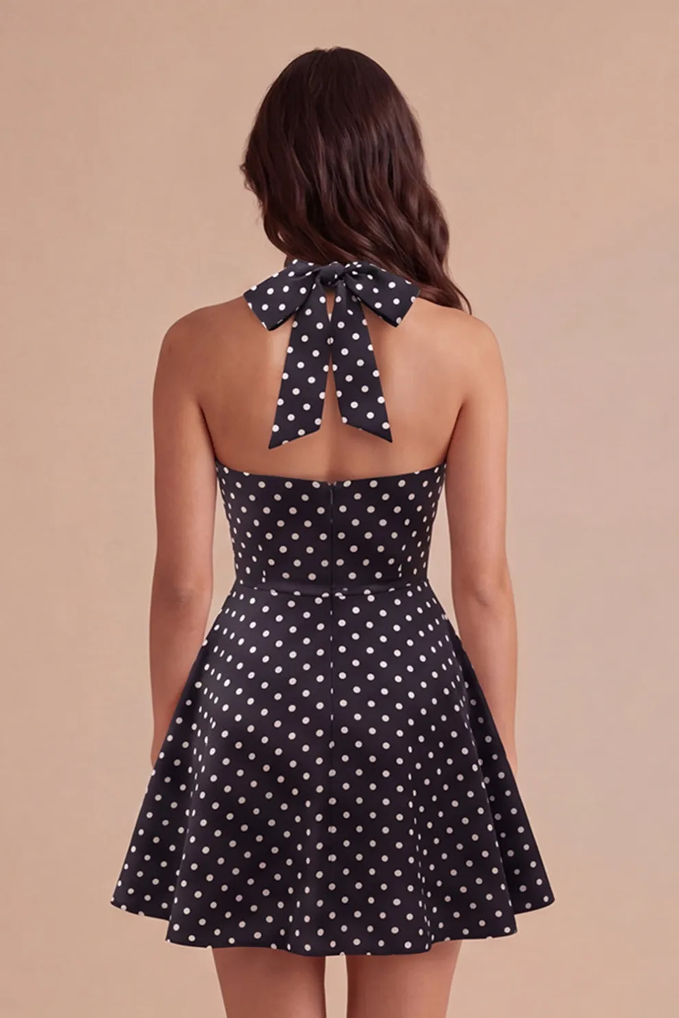 Black White Dot A Line Cut Cut Short Homecoming Dress