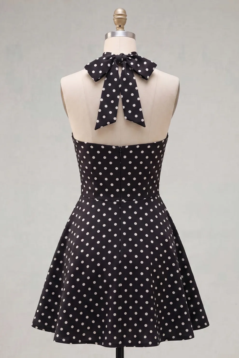 Black White Dot A Line Cut Cut Short Homecoming Dress