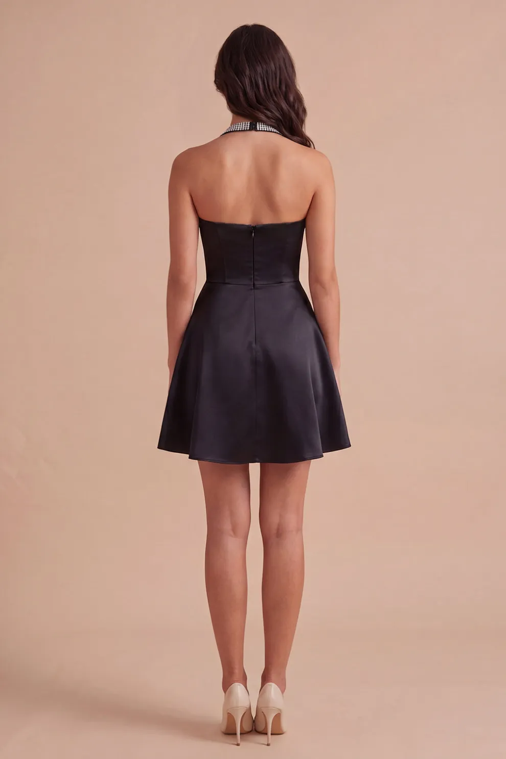 Sparkly Halter Neck A Line Black Short Homecoming Dress