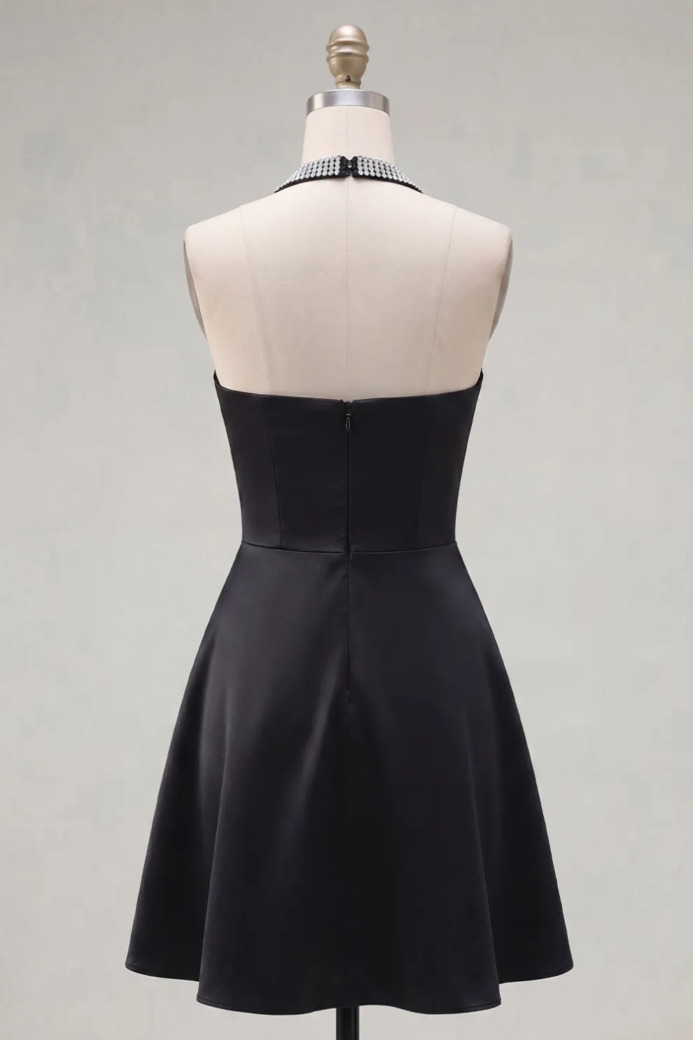 Sparkly Halter Neck A Line Black Short Homecoming Dress