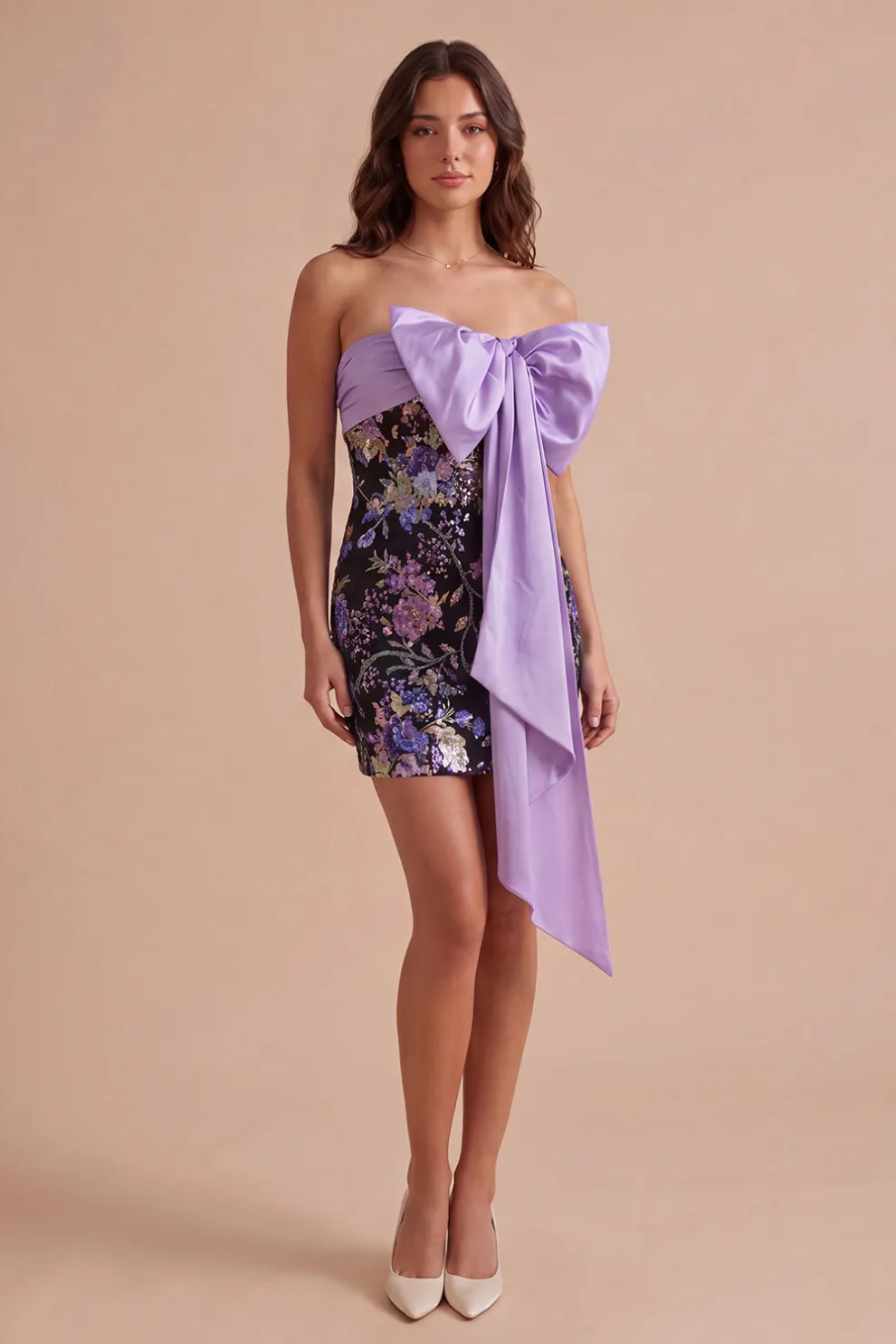 Black Floral Short Bodycon Sparkly Sequined Homecoming Dress