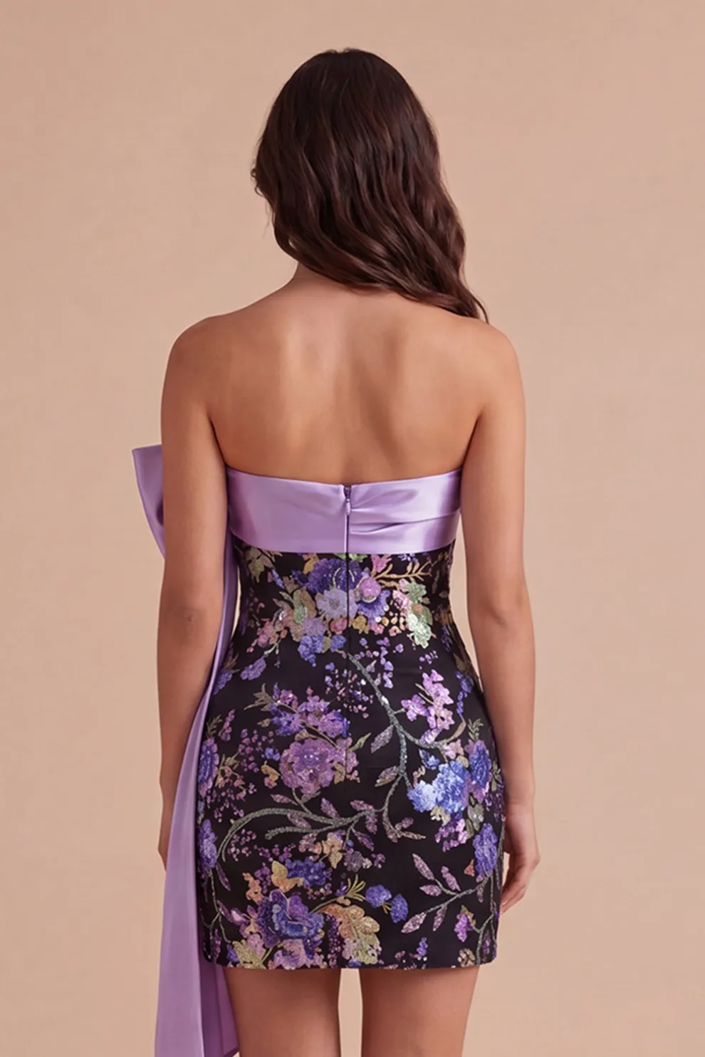 Black Floral Short Bodycon Sparkly Sequined Homecoming Dress