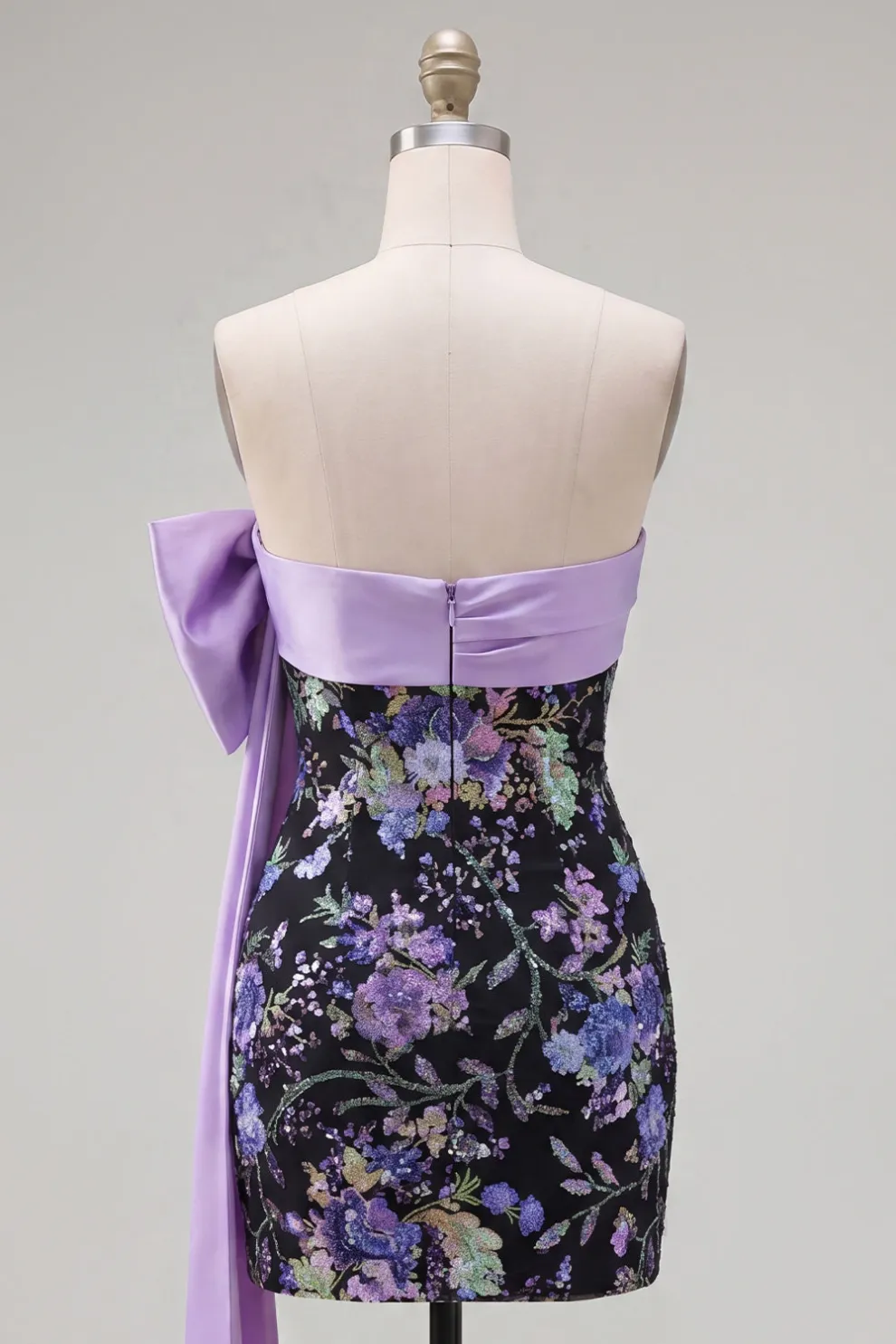 Black Floral Short Bodycon Sparkly Sequined Homecoming Dress