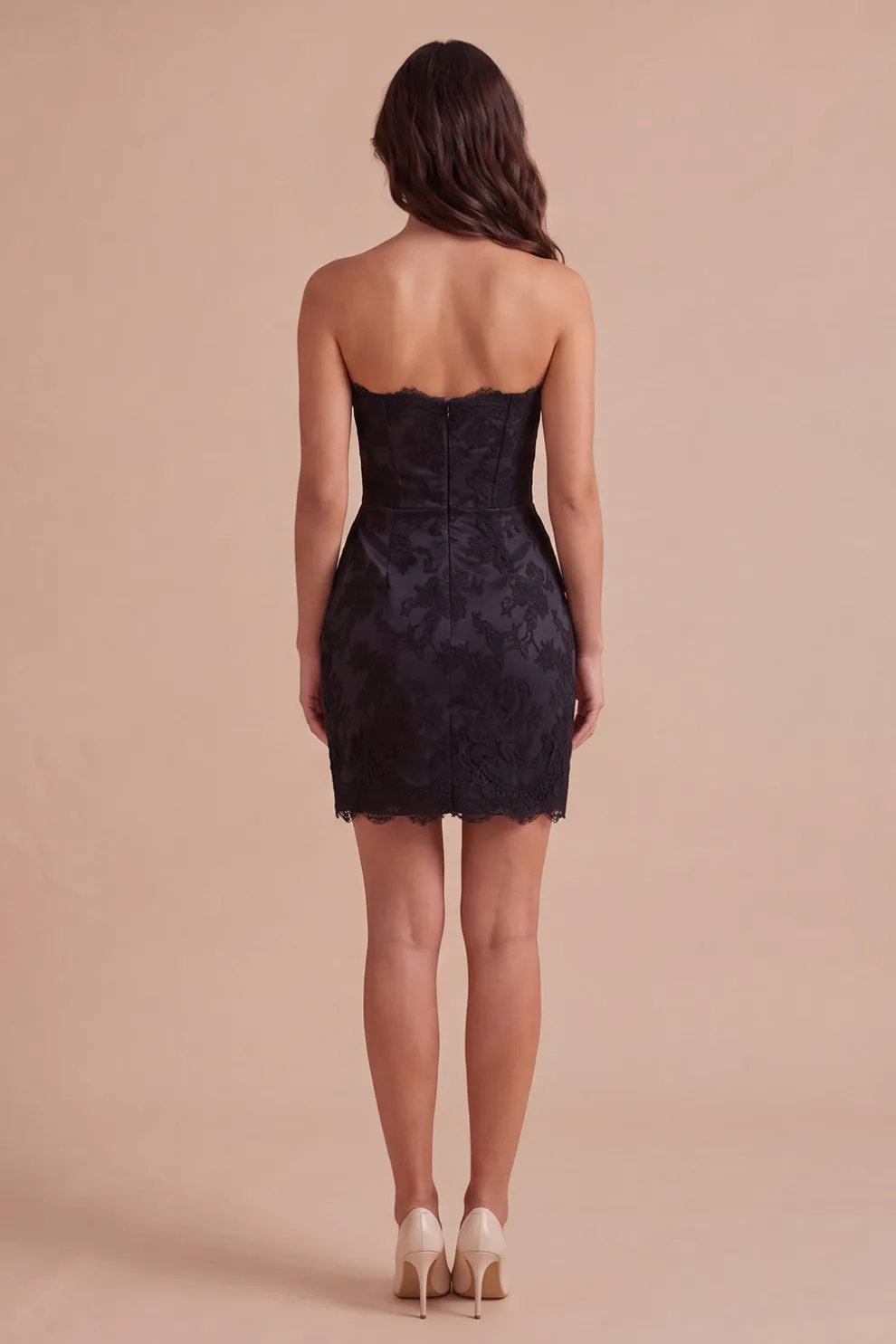 Black Pink Bodycon Floral Strapless Short Homecoming Dress with Bow