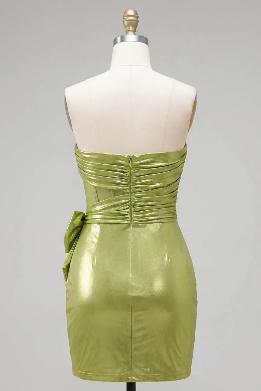 Green Corset Bodycon Ruched Short Homecoming Dress with 3D Flower