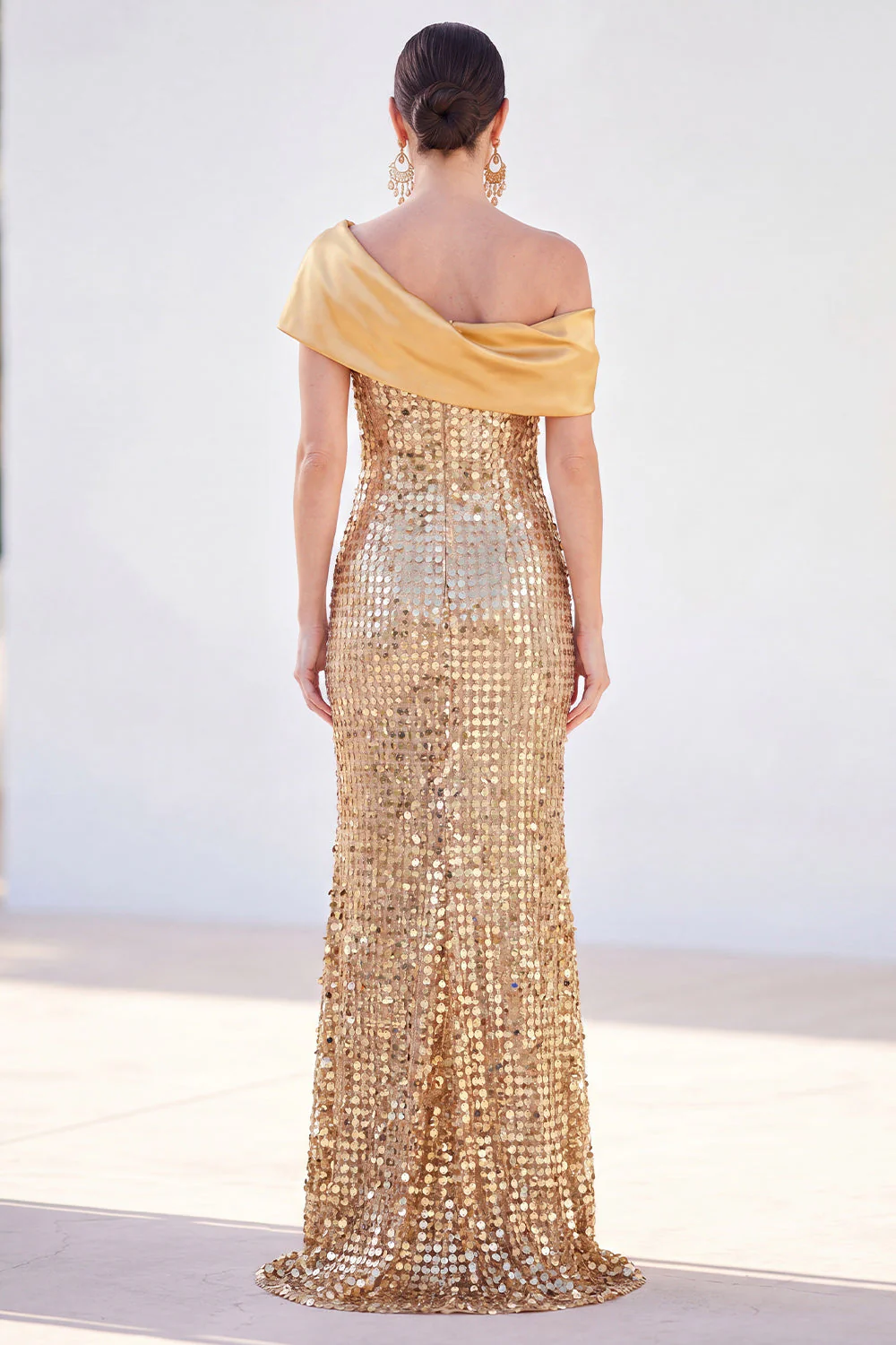 Sparkly Golden Sequin Mermaid Long Mother of the Bride Dress
