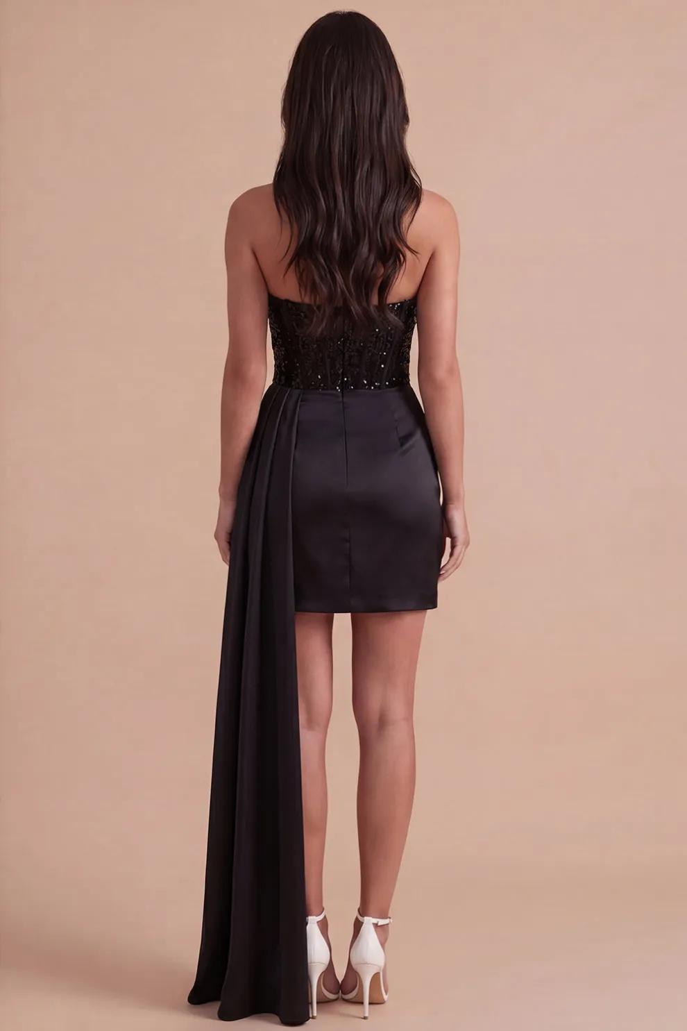 Sparkly Black Sequin Corset Sweetheart Bodycon Short Homecoming Dress with Slit