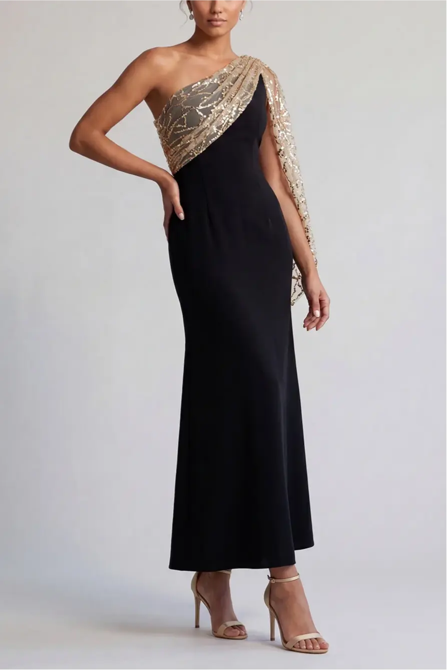 Sparkly Black and Pink Mermaid Sequin Long Mother of the Bride Dress