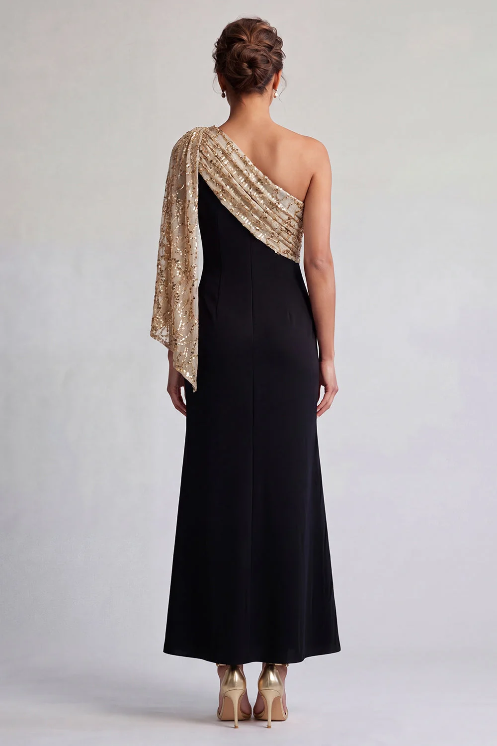 Sparkly Black and Pink Mermaid Sequin Long Mother of the Bride Dress