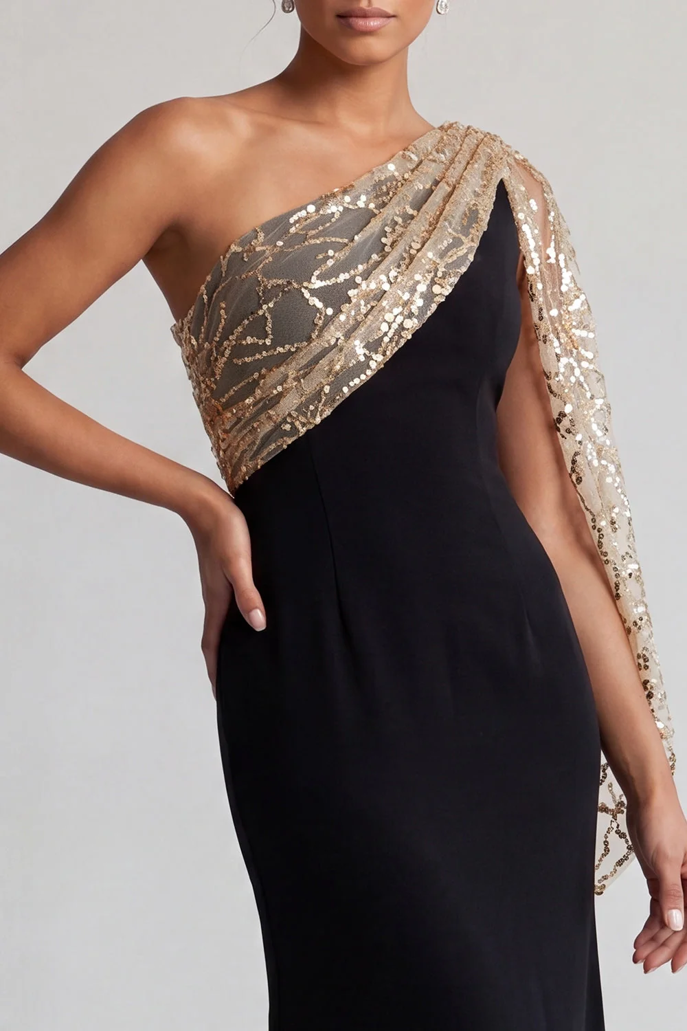 Sparkly Black and Pink Mermaid Sequin Long Mother of the Bride Dress